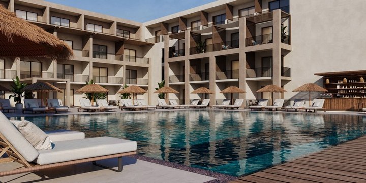 Визуализация проекта ananea Sahl Hasheesh — корпуса и бассейн